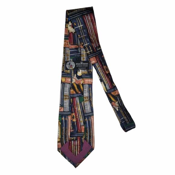 Disney Mickey & Co. Men's Necktie Goofy Library Books All Silk Tie Mickey Mouse - Picture 2 of 8